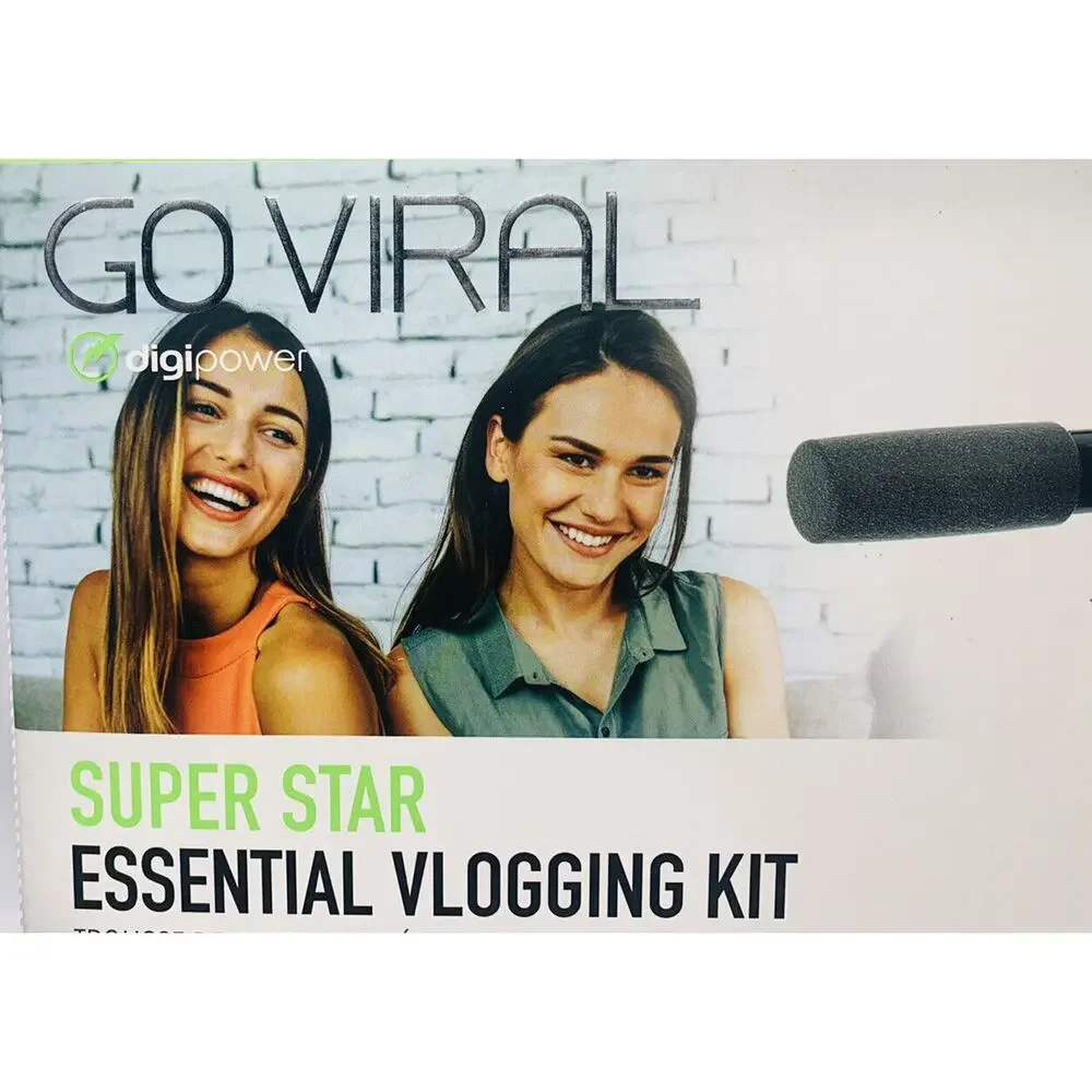 NEW GO VIRAL Super Star Vlogging Kit with LED Light Microphone‎ Tripod & Mount